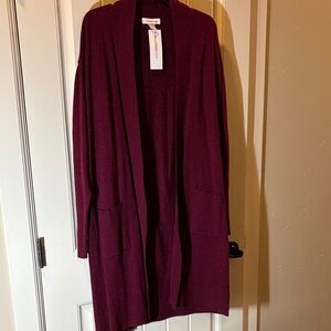 Liz Claiborne open front long length cardigan